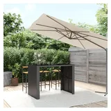 vidaXL Bartisch mit Glasplatte Schwarz 145x80x110 cm Poly Rattan