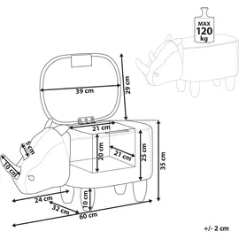 Beliani Tierhocker mit Stauraum RHINO