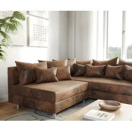 DeLife Ecksofa Clovis Braun Antik Optik Ottomane Rechts Modulsofa, Design Ecksofas, Couch Loft, Modulsofa, modular