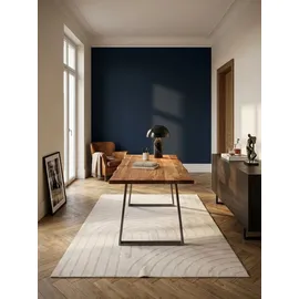 KADIMA DESIGN Bürotisch Massivholz Baumkante Industrial 180x90 cm Akazie XXL mit Chromgestell Goldbraun Handarbeit Tarn Kollektion Kadima Design