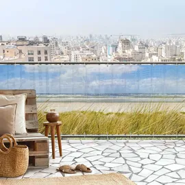 Bilderdepot24 Bilderwelten Balkon, Blau, Kunststoff, Wasser/Strand/Meer, Rechteckig, 450x75 cm, Bilder und Zubehör, Wandbilder, Leinwandbilder