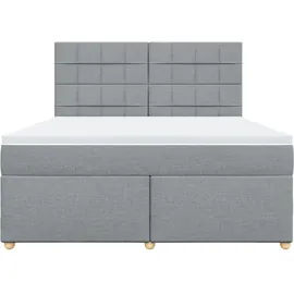 vidaXL Boxspringbett mit Matratze Hellgrau 180x200 cm Stoff
