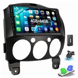 ESSGOO Für Mazda 2 2007-2013 Carplay Navi USB Type-C 4+64G Autoradio (Digitalradio (DAB), RDS, FM, AM, Carplay Android Auto GPS Navi WIFI BT USB)