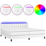 vidaXL Boxspringbett mit Matratze & LED Weiß 200x200 cm Kunstleder