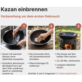 4big.fun Uchag 2mm Stahl Utschak 22L Kazan Grillfächer Schaumkelle Suppenkelle Utschak Utschag Kasan Feldküche Außenküche Eintopfofen Gula...