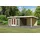 Karibu Gartenhaus Radeburg 3 inkl. 3,30m Schleppdach und Rückwand - 40mm-369 x 369 cm- terragrau mit Anbaudach 3,3 m (B x T)
