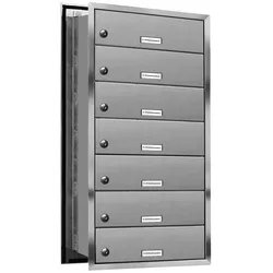 AL Briefkastensysteme 7 Fächer Premium Edelstahl Durchwurf Briefkasten Anlage für Post A4, robust, wetterfest, Artikelnummer: 132V7DV1