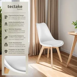 Tectake Esszimmerstuhl Frederikke Textil weiß 6er Set