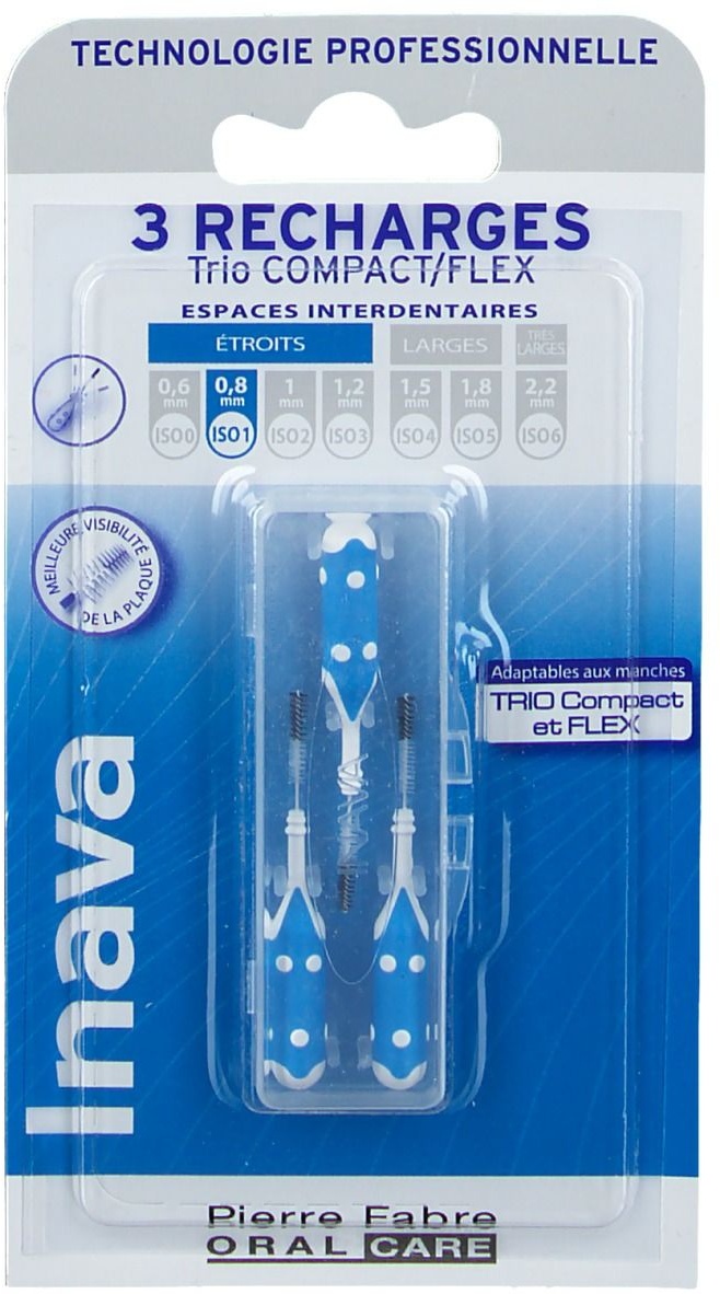 Inava Trio COMPACT/ FLEX Brossette Interdentaire Recharge 0,8 mm ISO 1 1 pc(s) brosse(s) à dents