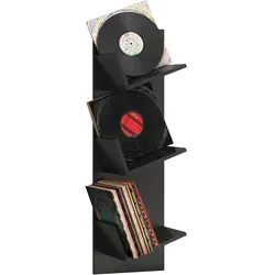 Media-Regal VCM "VCM Holz Wandregal  Wandboard mit drei großen Fächer  Platz für 100 Schallplatten  kann auch für Bücher verwendet werden  Maße: H. 106 x B. 33 x T. 26 cm - Sulda" Gr. 33, schwarz, B:33cm H:106cm T:26cm, Holzwerkstoff, Holz, Spanplatte, Regale