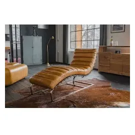 KAWOLA Relaxliege SIRY Polsterliege Leder cognac