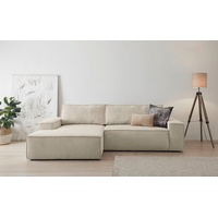 Home affaire Ecksofa SHERWOOD Schlafsofa 267 cm, L-Form, Schlaffunktion mit Bettkasten (210x136 cm), Cord, Vintage, Samtvelours beige|braun