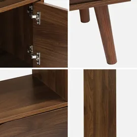 sweeek Bücherregal 2 Türen 3 Ebenen Nussbaumfarben