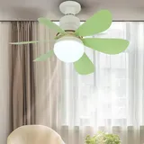 Umikk Schlafzimmer LED Deckenventilator mit Beleuchtung und Fernbedienung,Abnehmbarer Deckenventilator,3 Modi LED-Deckenventilator mit Lampe Kleiner Deckenventilator (40W grün (mit Fernbedienung))