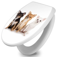 banjado Toilettendeckel mit Absenkautomatik 37,3x45x5cm -Chihuahua - WC Brille Soft Close - hygienischer Toilettendeckel/Klodeckel Duroplast mit Ed...