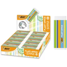 BIC PLAST-OFFICE Radierer aus Kunststoff – PVC-Frei, Für Alle Papierarten, Mit Schutzhülle, Displaybox, 20 Stück