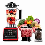 Multifunktionale Standmixer 9500W, 3 in1 Mixer Smoothie Maker 3 Schüsseln und 15 Einstellbaren Geschwindigkeitsstufen,Geschwindigkeitsstufen Haushaltsmixer für Milchshakes und Smoothies