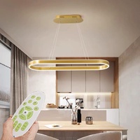 Modern LED Pendelleuchte Esstisch Hängelampe Licht Höhenverstellbar Bürolampe Küchenlampe Wohnzimmerlampe dimmbar mit Fernbedienung Wohnzimmer Esszimmer Dekor Hängeleuchte (Gold, L120cm 108W)