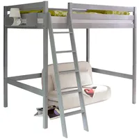 TICAA Hochbett Matthias 140 x 200 cm Kiefer hellgrau