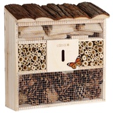 Cadoca Insektenhotel Bug's Inn Holz wetterfest Garten Bienenhotel Insektenhaus Nistkasten 30,5x9,5x31cm