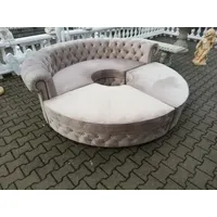 JV Möbel Chesterfield Rundsofa XXL Wohnlandschaft Eckcouch Ecksofa Couch - Beige