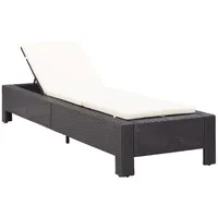Furnicato Sonnenliege mit Auflage Schwarz Poly Rattan,