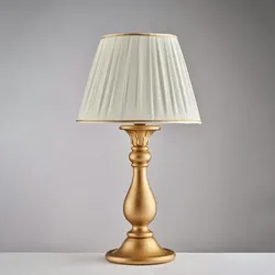 Lucca - Antike goldene Holzlampe 1 Licht mit Lampenschirm Dm.35 H.60 - Ø35 - BL271-LM-OR