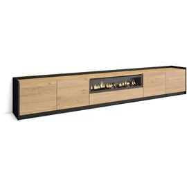 SKRAUT HOME Lowboard 310x50x37 cm Eiche Schwarz Holzwerkstoff