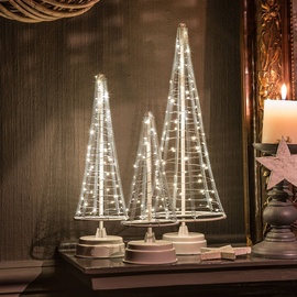 Christmas United LED Weihnachtsbaum 40 LED innen 25cm Metall silber Höhe 26 cm