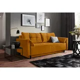 Collection AB Schlafsofa »Solar«, Bettfunktion, Bettkasten, Federkern und loser Rücken- und Zierkissen, goldfarben