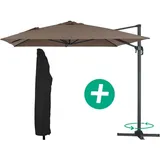 Habitat Et Jardin - Ampelschirm aus Alu 'Sun 4' - Rechteckig - 3 x 4 m + Schutzhülle - Taupe