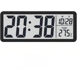 Digitale LCD-Wanduhr mit geräuschloser Temperatur- und Datumsanzeige (12/24 Stunden, °C/°F), Tisch- und Wandschalter, zwei Aufstellmöglichkeiten,