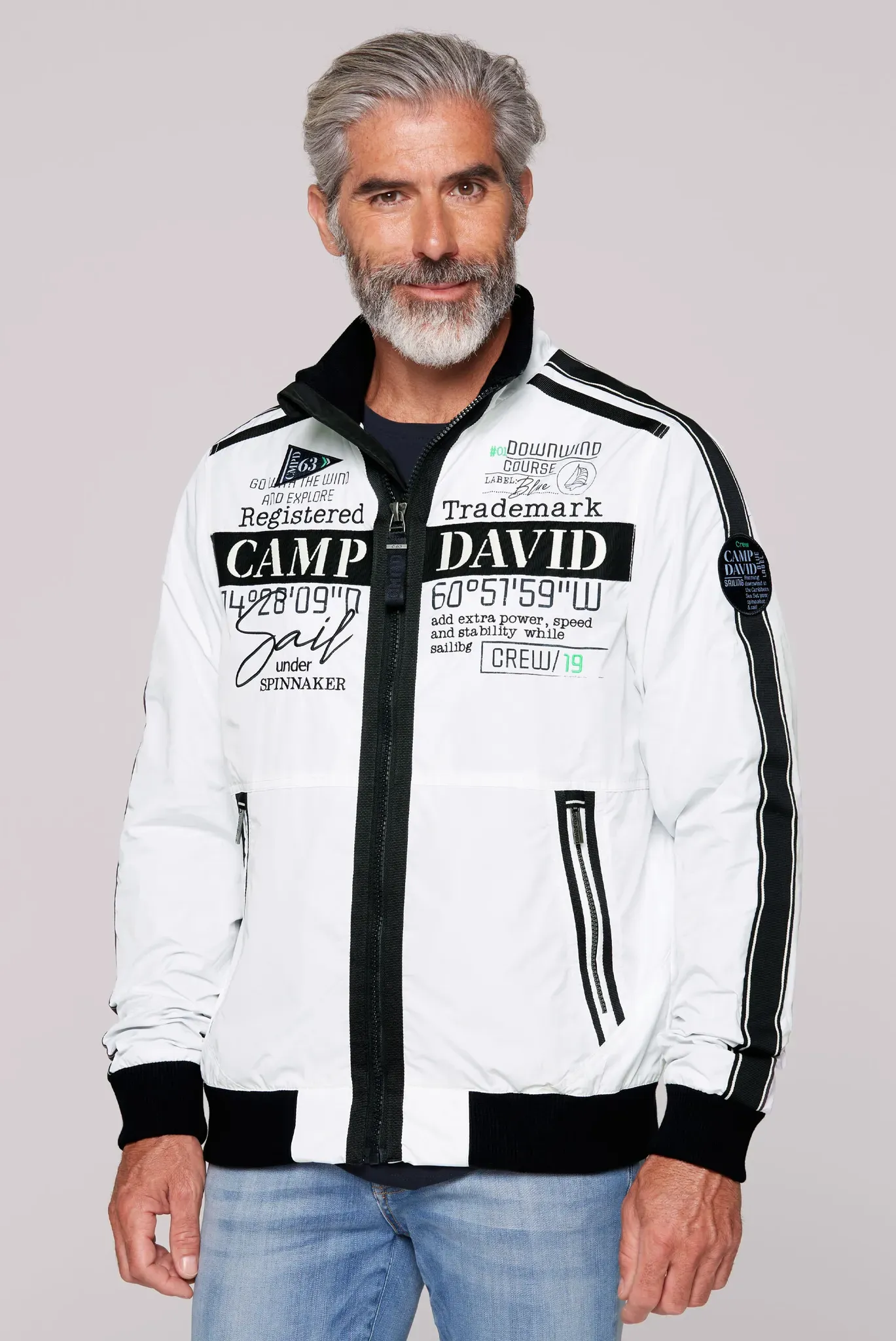 Outdoorjacke CAMP DAVID, Herren, Gr. 4XL, weiß, Web, Material Oberstoff: 100% Polyester, Futter Rumpf: 100% Polyamid, Futter Ärmel: 100% Polyester, regular fit normal, eingesetzt Rippbündchen, Jacken Outdoorjacke