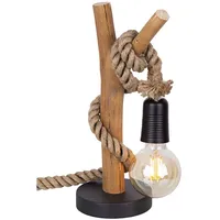 Nowa Tischlampe Tischleuchte Nachttischleuchte Leselampe Hanfseil Holz braun H