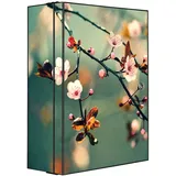 Banjado XXL Medizinschrank Abschliessbar 35x46x15cm Arzneischrank Anthrazit Aus Metall Mit Motiv Japankirsche