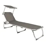 Garden Pleasure Kiso Sonnenliege 197 x 61 x 33,5 cm grau inkl. Sonnendach klappbar