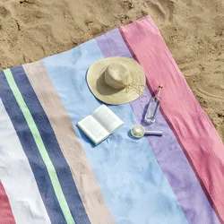 REMEMBER Strandtuch "Portoverde" - 90% Baumwolle 200 x 200 cm - Gestreifes Strandtuch