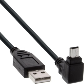 InLine USB 2.0 Mini-Kabel, Stecker A an Mini-B Stecker (5pol.) oben abgewinkelt 90°, schwarz, 1m