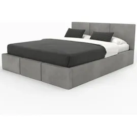 Muralo Polsterbett Stoffbett Bett mit Bettkaste Container Doppelbett für Schlafzimmer - 120 cm x 200 cm - grau