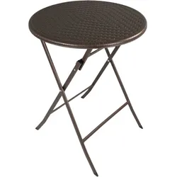 Klapptisch rund, Rattan-Optik, 60 cm, Balkontisch, klappbar braun