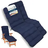 Beautissu 2x Bequeme Liegenauflage Deckchair & Sonnenliegen 200x50cm Flair DC – 8cm Dicke Polsterung Gartenliege Auflage Sonnenliege Liegestuhl Polster mit Schaumflockenfüllung Gartenmöbel Kissen Blau