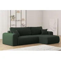 Kaiser Möbel, Sofa mit schlaffunktion, mit Bettkasten, Schlafsofa Capri, Designer Sofa, Modern Design Couch, Polsterecke, Freistehend, Stoff POSO Grun Rechts