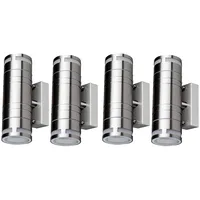 ETC Shop 4er Set Außen Leuchten Wand Lampen Edelstahl