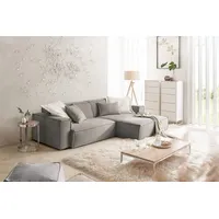 KAWOLA Sofa SAMU Ecksofa Feincord grau Recamiere rechts