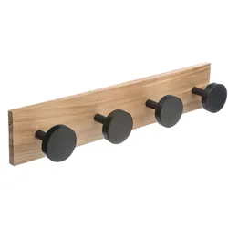 WellHome Exclusive S - Holz-Kleiderständer mit 4 schwarzen Haken 40x8x6,5 cm
