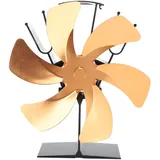 Vertikaler Ofenventilator, 6-blatt-thermoventilator, Wärmebetrieben, Griff Für Schnelle Wärmezirkulation, Ofenventilator Für Kamine, Gold