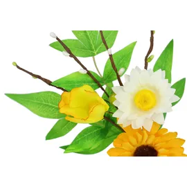I.GE.A. Kunstzweig I.GE.A. "Dekozweig Gerbera Margeriten", gelb, B:14cm H:24cm L:6cm, Polyester, Kunstpflanzen, Kunstzweig, 3er Set Zweig Einzelblumen Kunstblumen Blumen Dekozweige