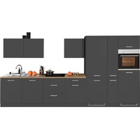 Held Küchenzeile »Kehl«, ohne E-Geräte, Breite 390 cm, für KühlGefrierkombination grau