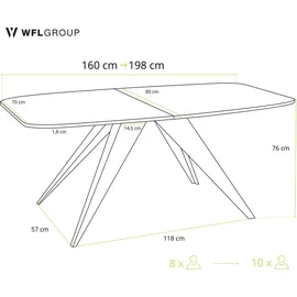 WFL GROUP Fatina 160 x 76 x 80 cm dunkelgrau