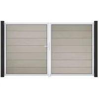 GROJA Doppeltor 300 x 180 cm Beige/Grau/Braun/Schwarz Aluminium